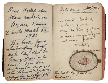 Notre Dame Legend Knute Rocknes Prayer Book (Found in His Possession at Time of Death In 1931) 